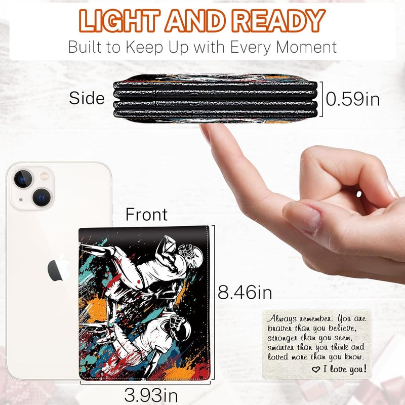 Mindow Boys Wallet for Kids, Teen Boy Athletes Wallets 9-12 8-10 8-12, Cool Novelty Leather Bifold Rfid Blocking Purse Coin Pocket Zipper Id Window for Children Men Male Youth Guys Birthday Christmas Gifts - Image 2